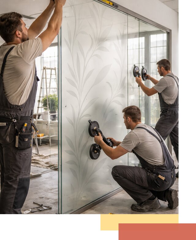 Стеклянные перегородки с рисунком на заказ в Пскове