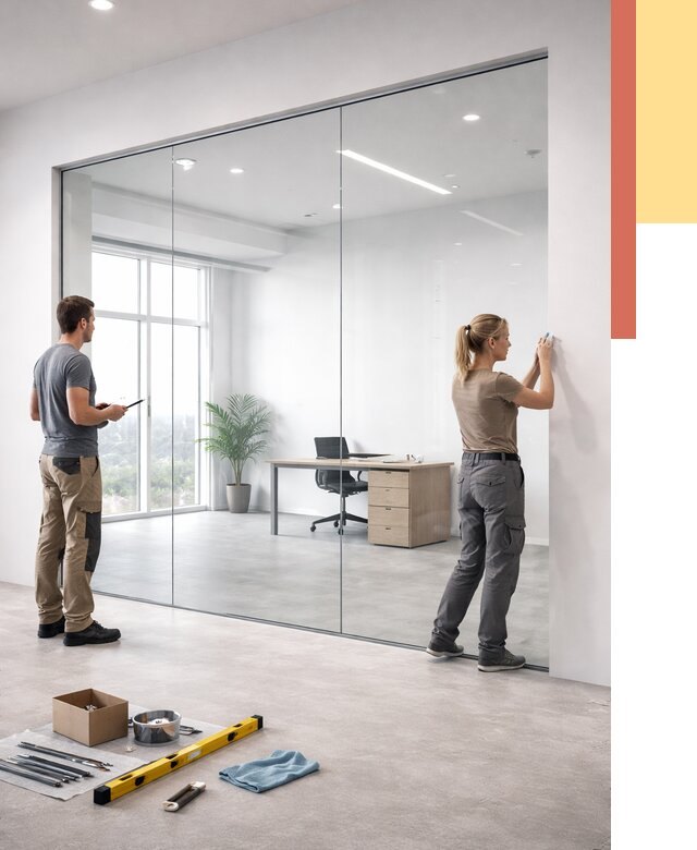 Перегородки из закаленного стекла в Пскове от 9643 руб. под ключ | ОТДЕЛОЧНИК-Пск