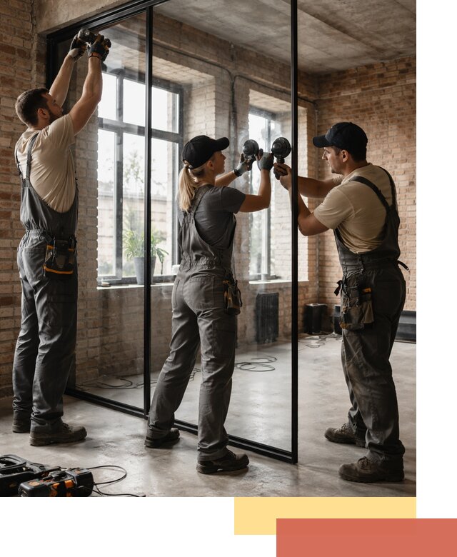 Стеклянные перегородки лофт — изготовление и монтаж в Пскове