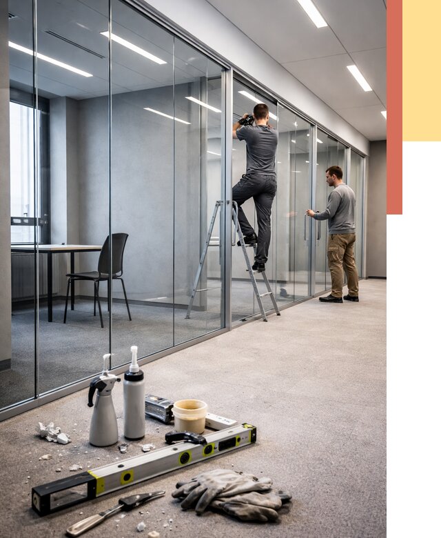 Стеклянные офисные перегородки в Пскове от 8628 руб. — монтаж и установка | ОТДЕЛОЧНИК-Пск