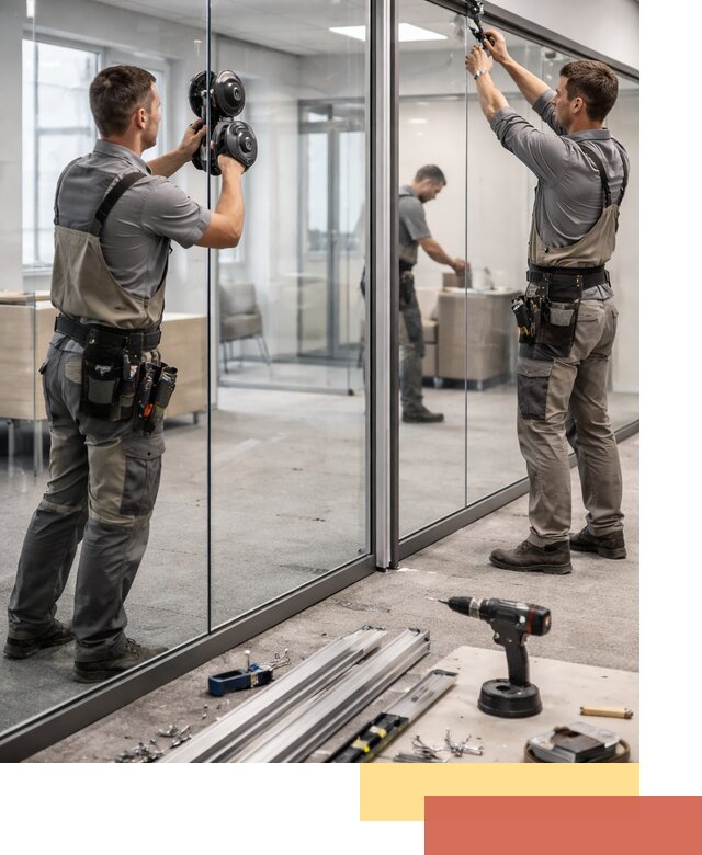 Стеклянные офисные перегородки под ключ в Пскове