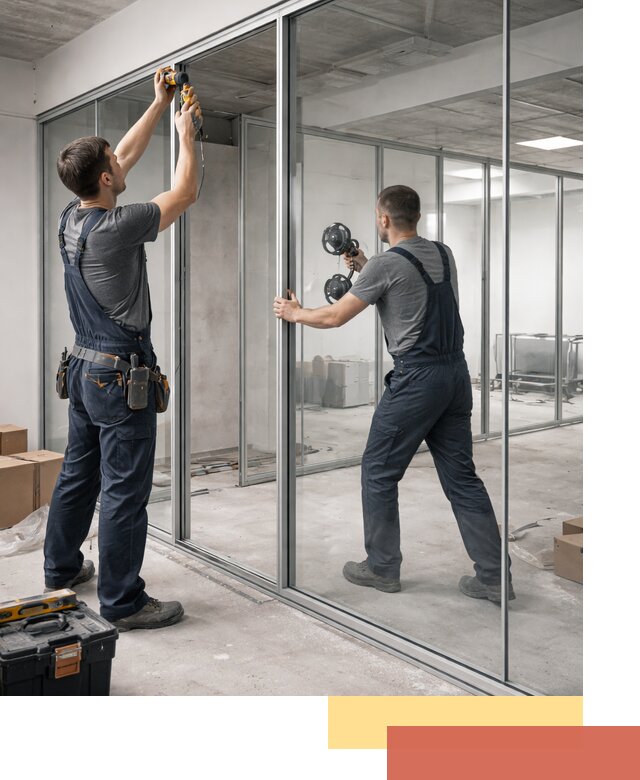 Алюминиевые перегородки со стеклом в Пскове — изготовление и монтаж