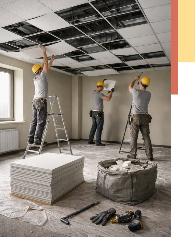 Демонтаж потолка Армстронг в Пскове от 4568 руб. быстро и недорого | ОТДЕЛОЧНИК-Пск