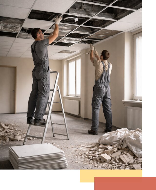 Демонтаж потолков Армстронг профессионально в Пскове