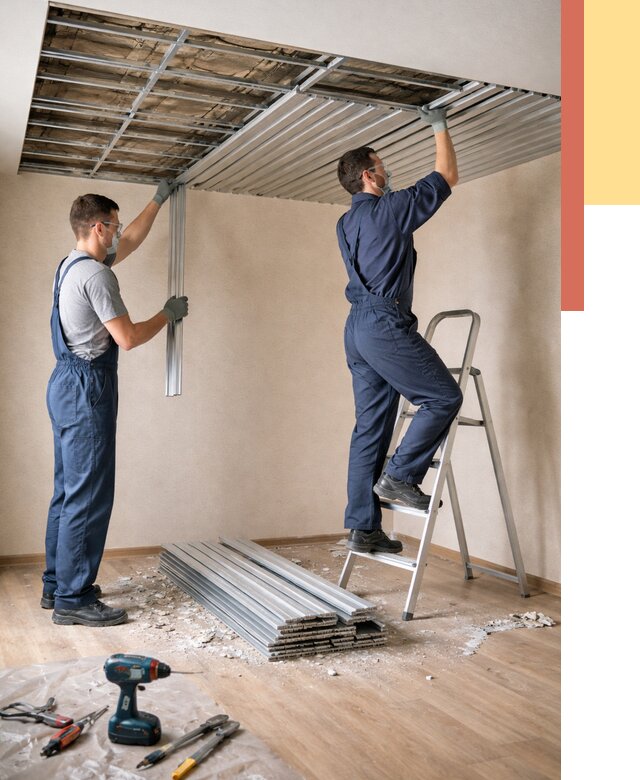 Демонтаж реечного потолка в Пскове от 4568 руб. быстро и недорого | ОТДЕЛОЧНИК-Пск