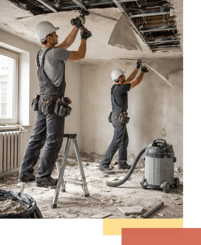 Демонтаж гипсокартонного потолка в Пскове быстро и аккуратно