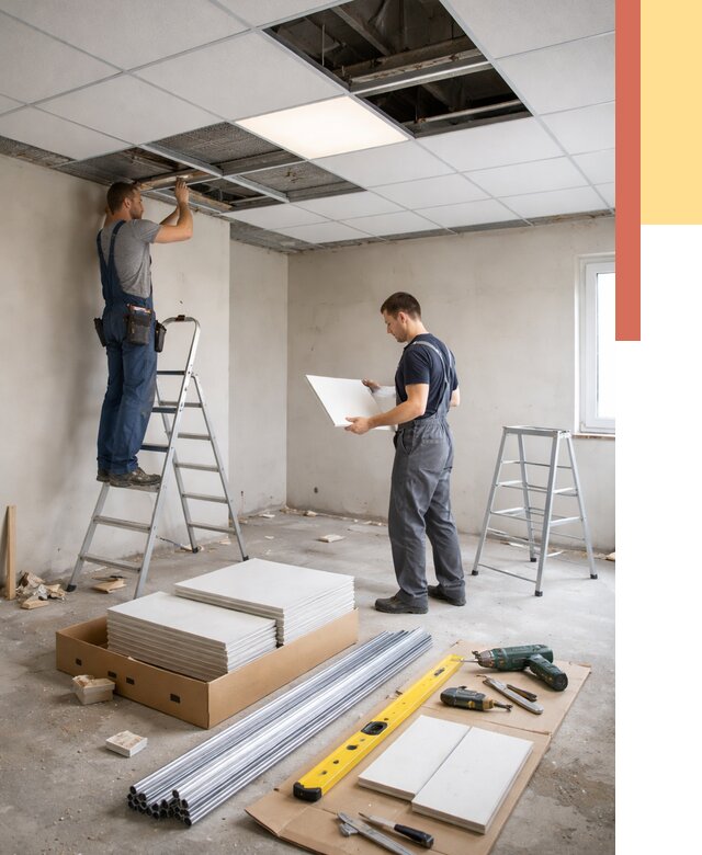 Монтаж потолка армстронг в Пскове от 4568 руб/м2 — быстрая установка под ключ | ОТДЕЛОЧНИК-Пск