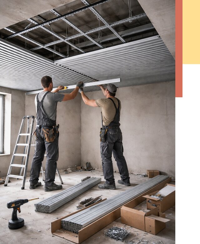 Монтаж реечного потолка в Пскове от 4568 руб. под ключ | ОТДЕЛОЧНИК-Пск