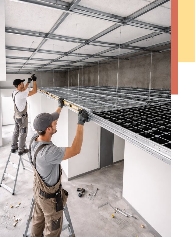 Монтаж потолка грильято в Пскове от 457 руб./м² — быстрая сборка под ключ | ОТДЕЛОЧНИК-Пск