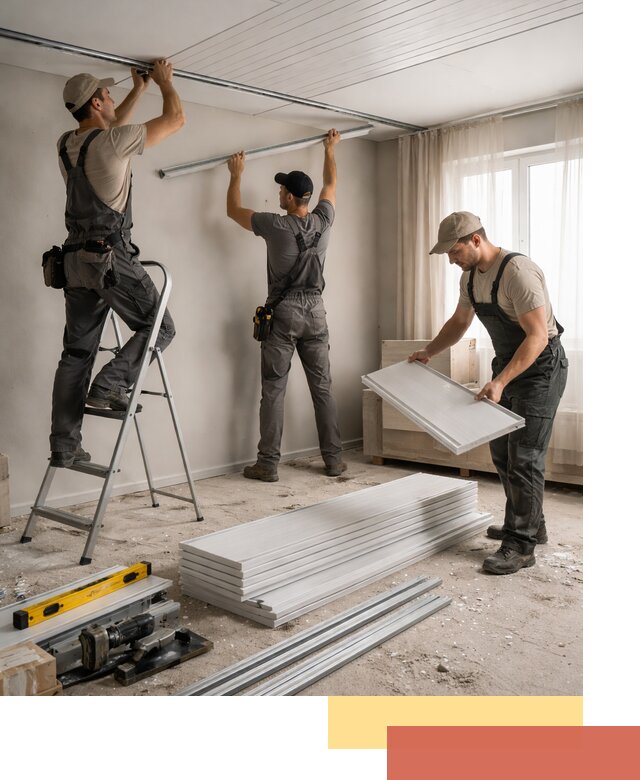 Монтаж потолка из ПВХ панелей в Пскове оперативно и качественно