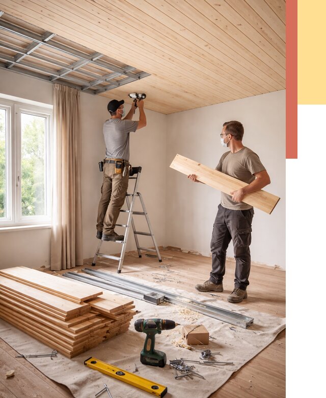 Монтаж потолка из вагонки в Пскове от 6598 руб. | Быстро и недорого — ОТДЕЛОЧНИК-Пск