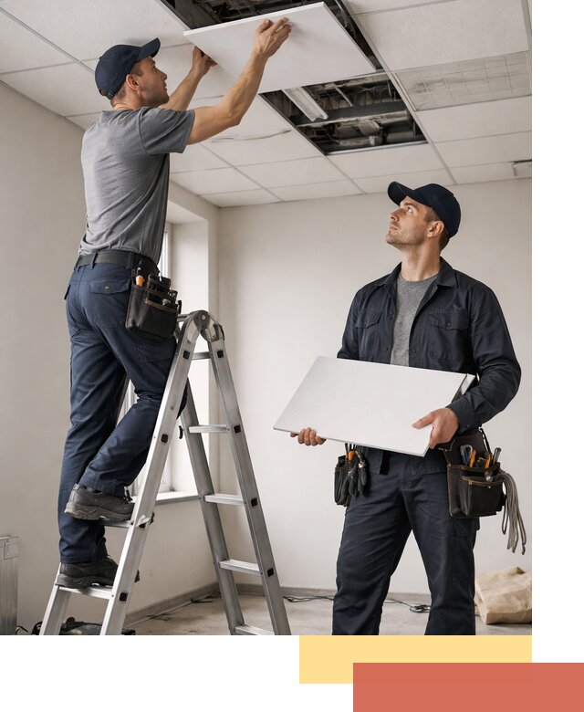 Обслуживание подвесного потолка в Пскове — ремонт и чистка