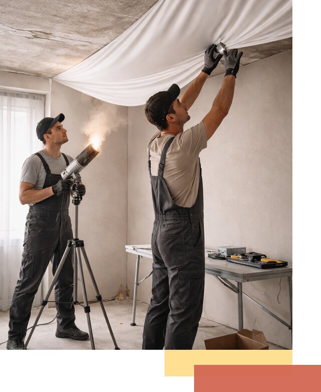 Установка натяжного потолка под ключ в Пскове