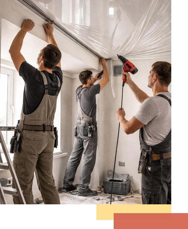 Монтаж глянцевого натяжного потолка в Пскове быстро и качественно