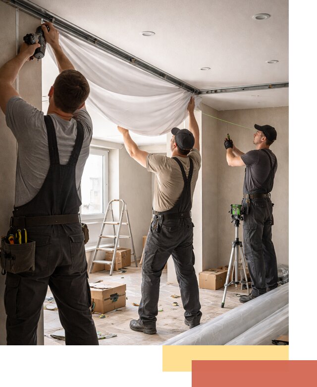 Монтаж парящего натяжного потолка под ключ в Пскове