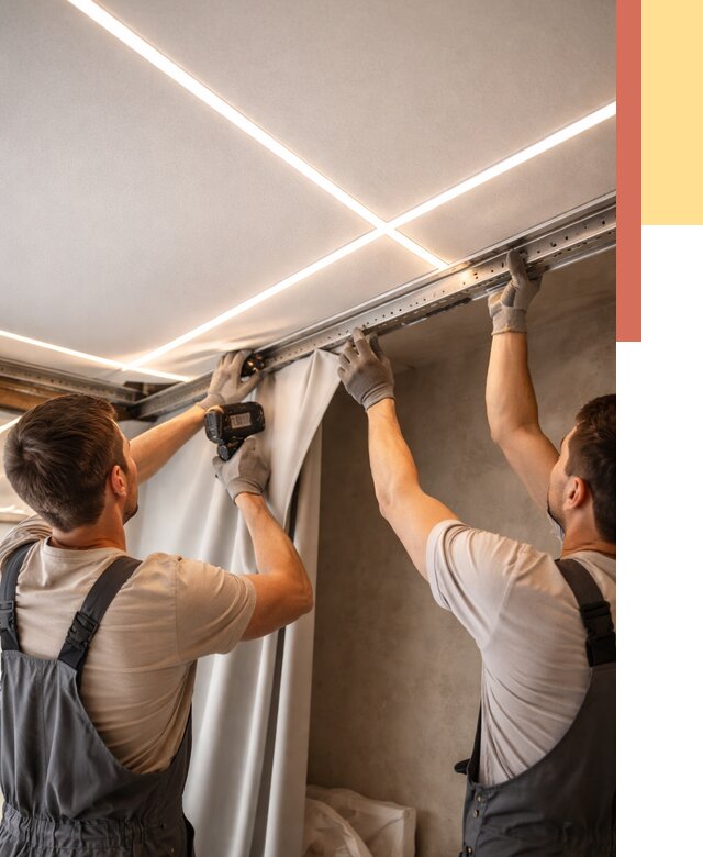 Монтаж натяжного потолка со световыми линиями в Пскове от 1218 руб. | ОТДЕЛОЧНИК-Пск