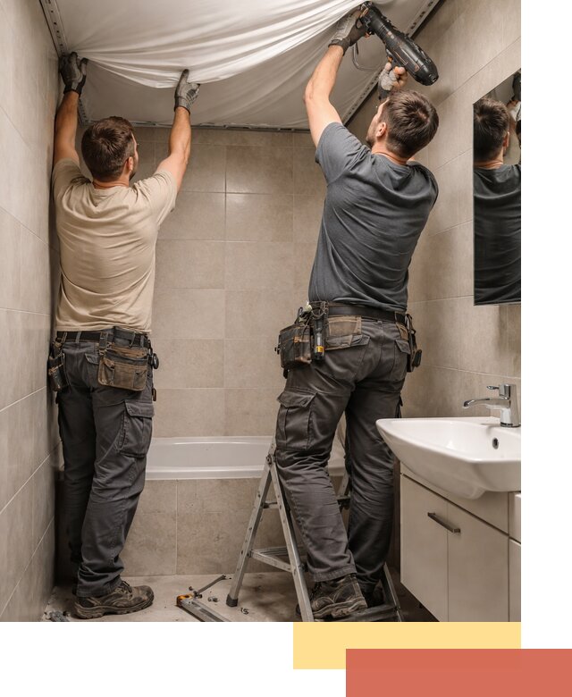 Монтаж натяжного потолка в ванной в Пскове быстро и качественно