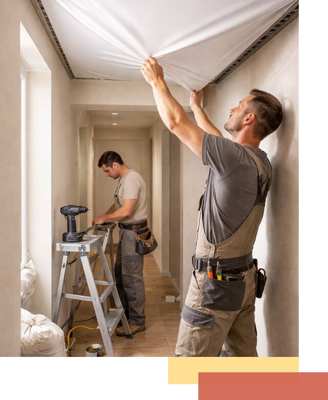 Монтаж натяжного потолка в прихожей в Пскове