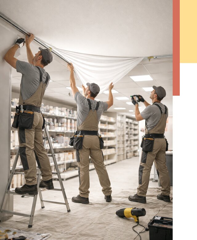 Монтаж натяжного потолка в магазине в Пскове от 4568 руб. быстро и недорого | ОТДЕЛОЧНИК-Пск