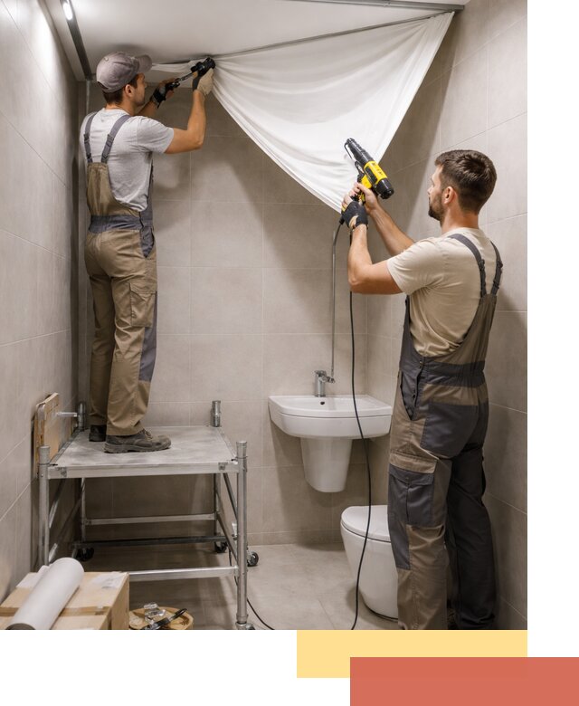 Монтаж натяжного потолка в санузле в Пскове