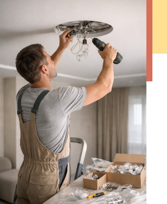 Установка люстры в натяжной потолок в Пскове от 1218 руб. | Быстро и недорого — ОТДЕЛОЧНИК-Пск