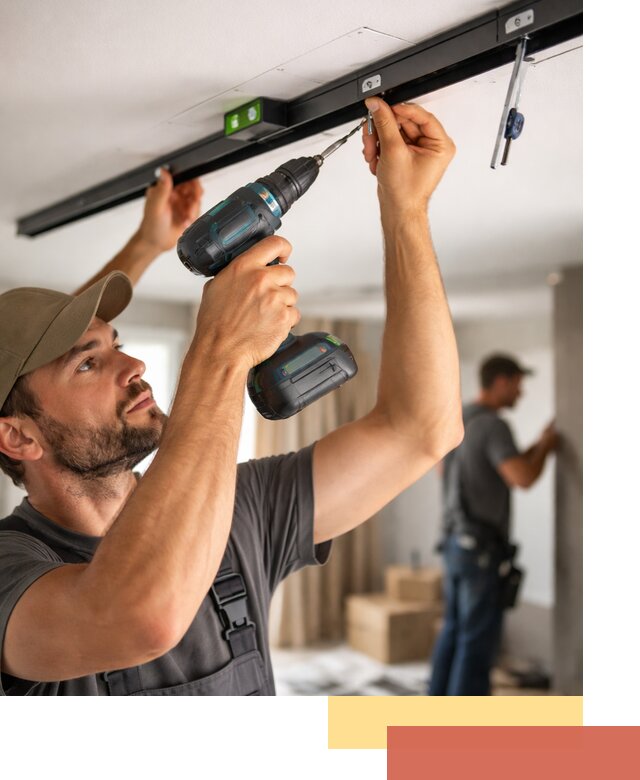 Установка трековых светильников в натяжной потолок в Пскове