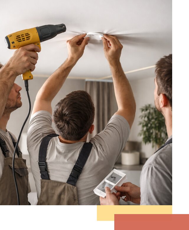 Ремонт прокола полотна натяжного потолка в Пскове