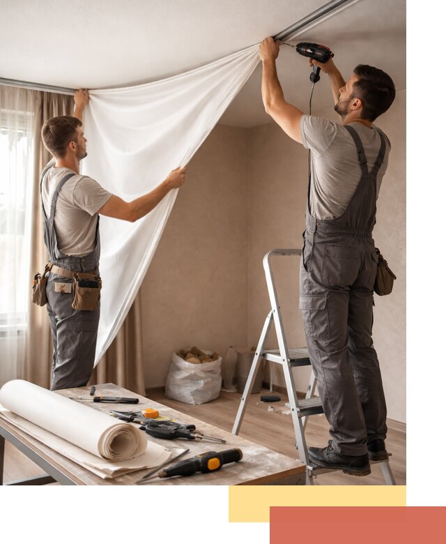 Замена полотна натяжного потолка в Пскове быстро и качественно