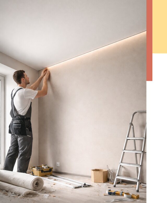 Теневые натяжные потолки в Пскове от 8323 руб. под ключ | ОТДЕЛОЧНИК-Пск