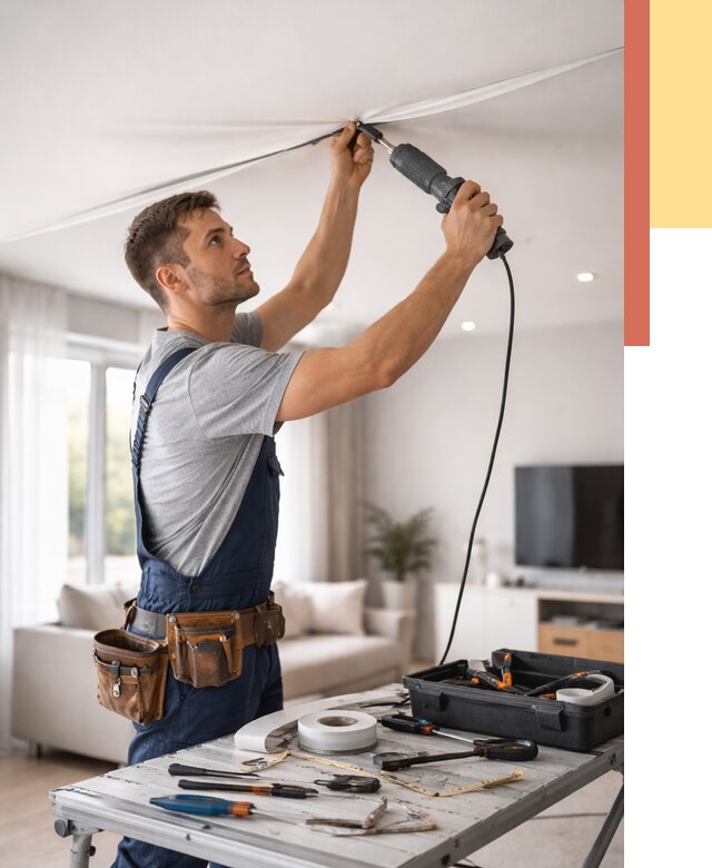 Ремонт натяжных потолков в Пскове от 9643 руб. под ключ — ОТДЕЛОЧНИК-Пск