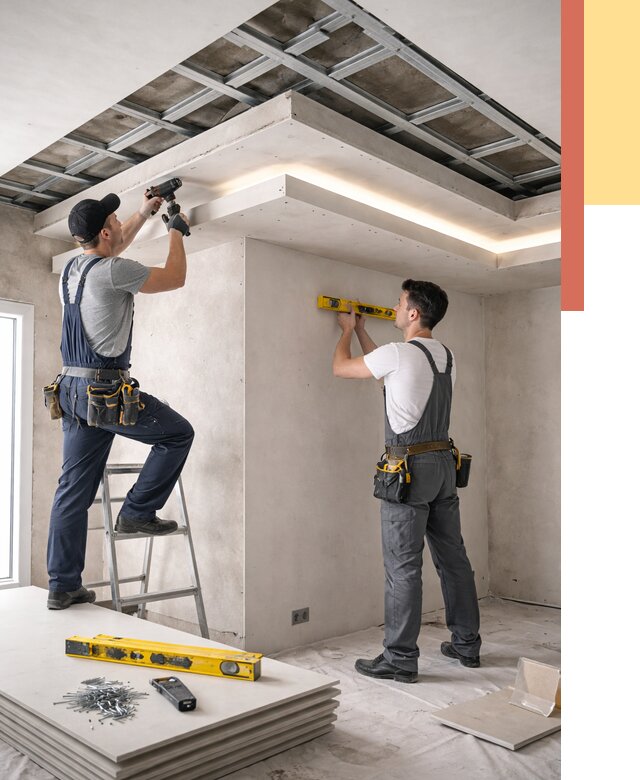 Двухуровневый потолок из гипсокартона в Пскове от 1472 руб. под ключ | ОТДЕЛОЧНИК-Пск