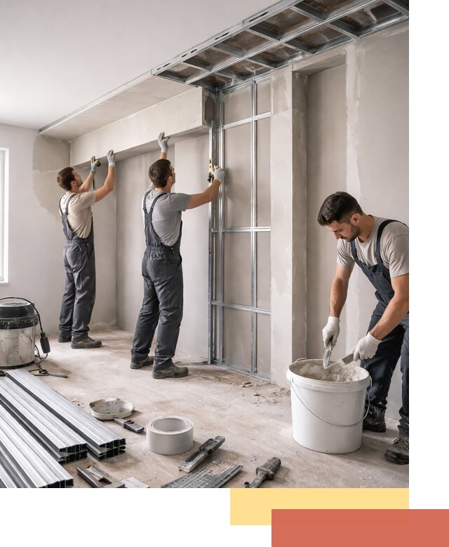 Монтаж потолка из гипсокартона с нишей в Пскове