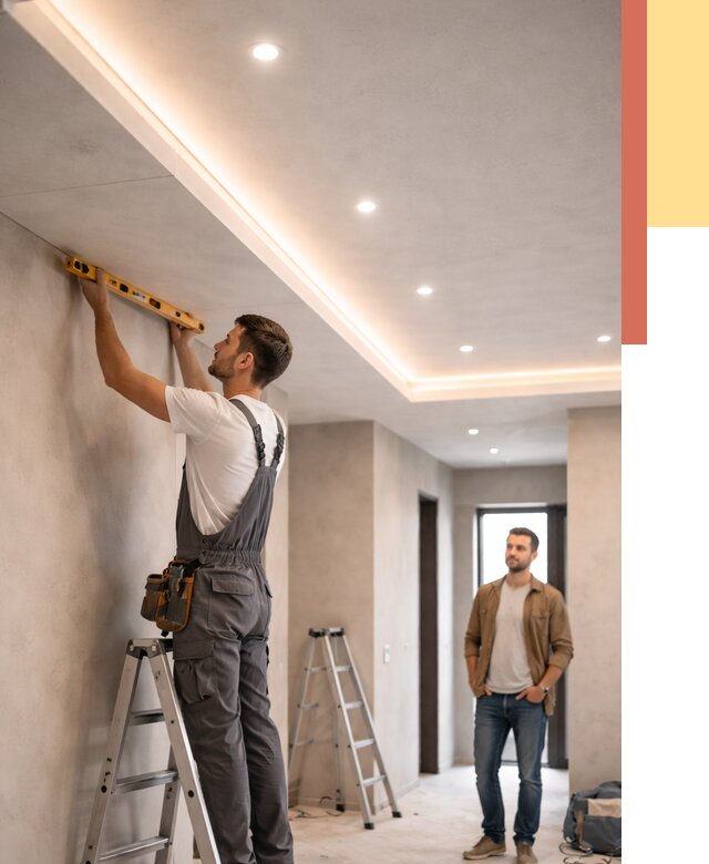 Потолок из гипсокартона с подсветкой в Пскове от 761 руб./м2 под ключ | ОТДЕЛОЧНИК-Пск