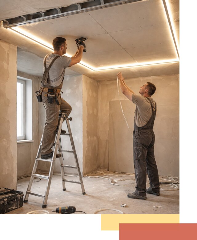 Потолок из гипсокартона с подсветкой в Пскове