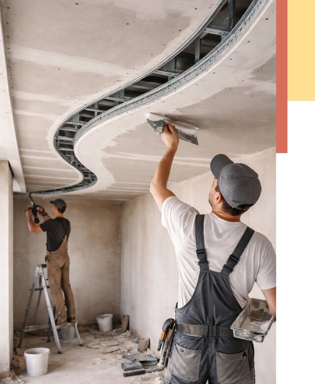 Криволинейный потолок из гипсокартона в Пскове от 2132 руб./м2 | ОТДЕЛОЧНИК-Пск