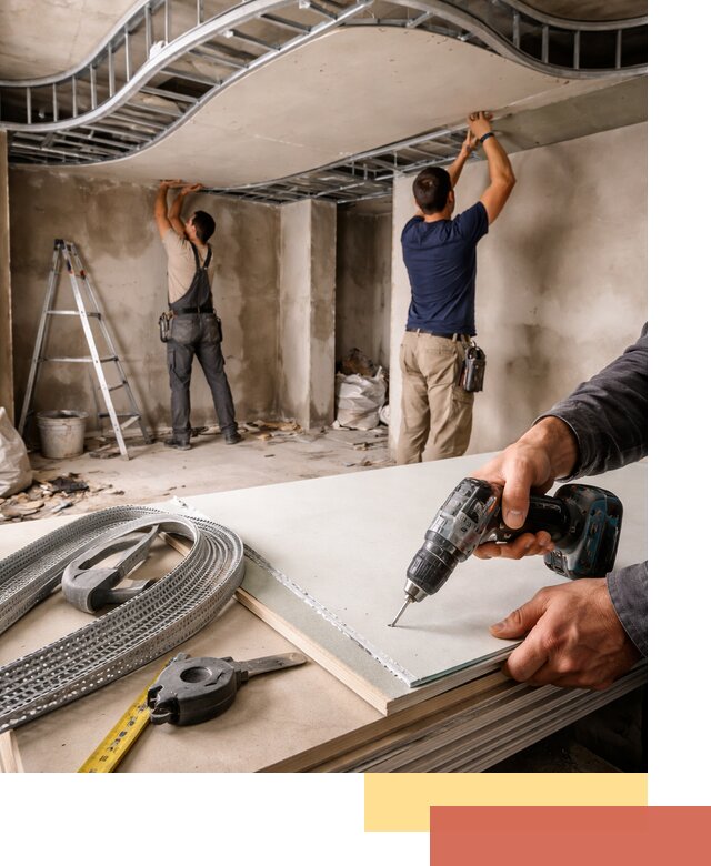 Криволинейный потолок из гипсокартона в Пскове — монтаж и отделка