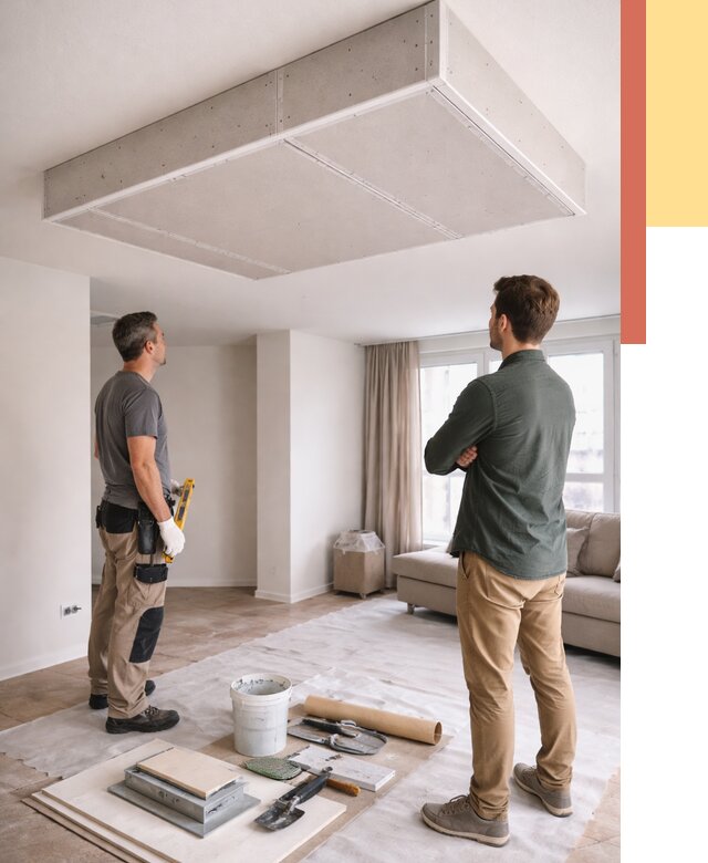 Короб на потолке из гипсокартона в Пскове от 2233 руб. — монтаж и услуги под ключ | ОТДЕЛОЧНИК-Пск