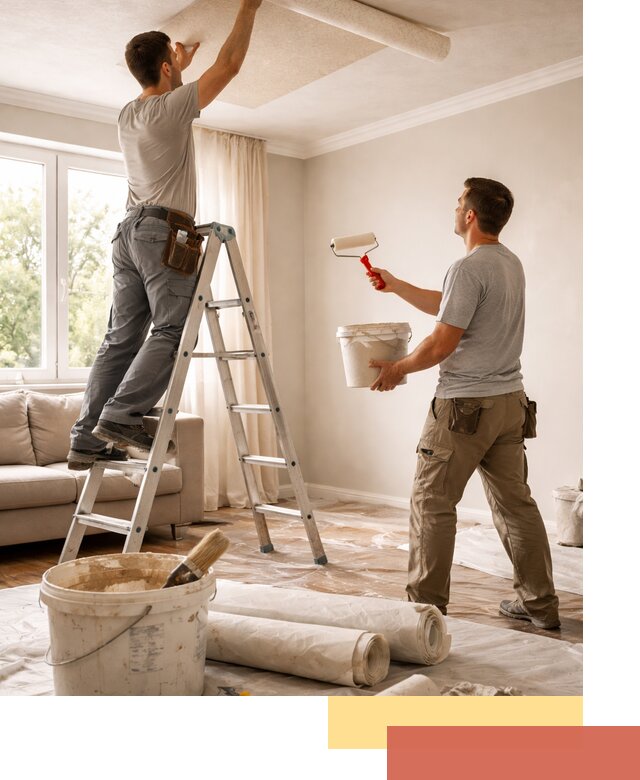 Поклейка обоев на потолок в Пскове — качественно и быстро