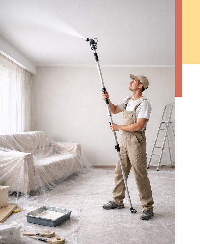 Покраска потолка краскопультом в Пскове от 4568 руб. быстро и недорого | ОТДЕЛОЧНИК-Пск