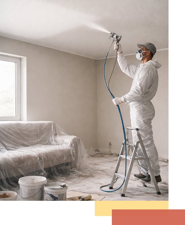 Покраска потолка краскопультом в Пскове быстро и качественно