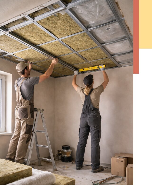 Шумоизоляция потолка в Пскове от 1269 руб. под ключ — услуги ОТДЕЛОЧНИК-Пск